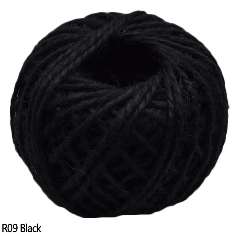 R09 black 30 метров, натуральная коричневая джутовая пеньковая верёвка, шпагат, шнур, сделай сам, ручная работа, украшение для рукоделия, для свадебной вечеринки, подарочная упаковка, ленты - Цвет: R09 black