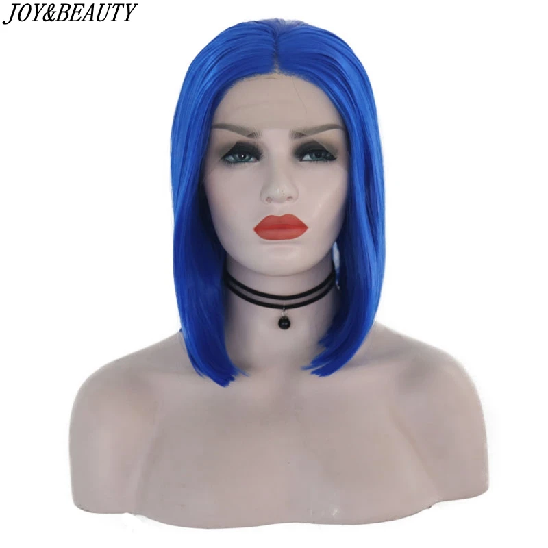 Короткий прямой термостойкий парик JOY & BEAUTY с голубым Бобом 12 дюймов