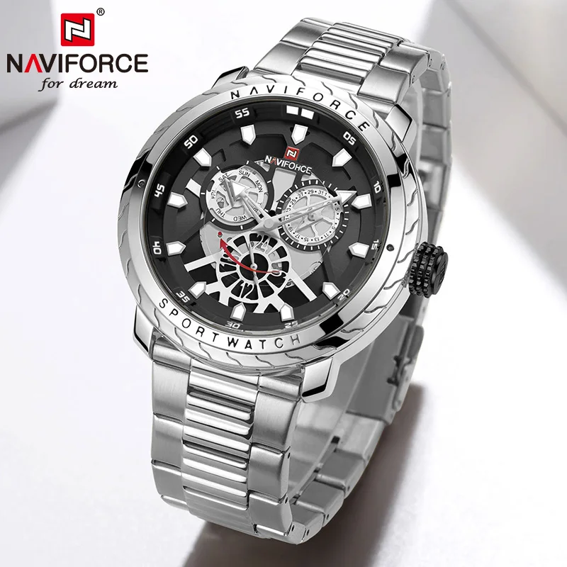 Naviforce золотые часы для мужчин роскошные мужские Топ бренд класса люкс хронограф 30