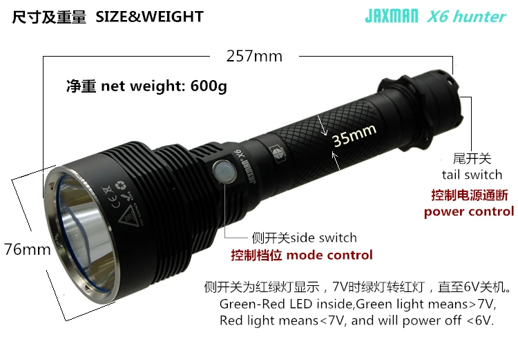 JAXMAN X6 hunter XHP70.2 26650 Тяжелый жесткий светильник светодиодный светильник для ночной охоты для самообороны