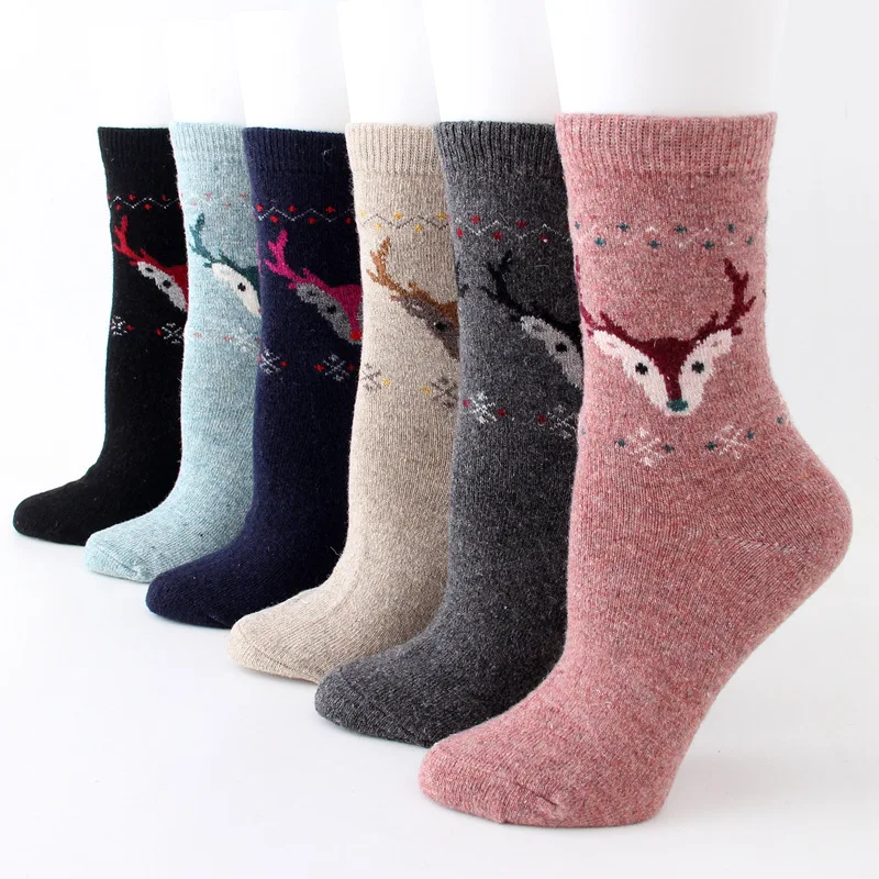 Deer cat adult retro thick wool socks Fashion women striped sock wild Spring autumn winter warm woman | Женская одежда