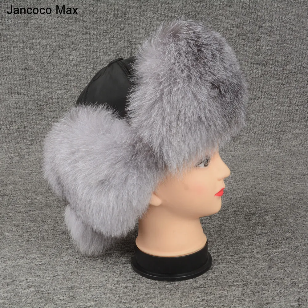 Jancoco Max, шапки-бомберы из натурального Лисьего меха, зимние толстые теплые шапки, Женские ушанки, Непродуваемые шапки S7147