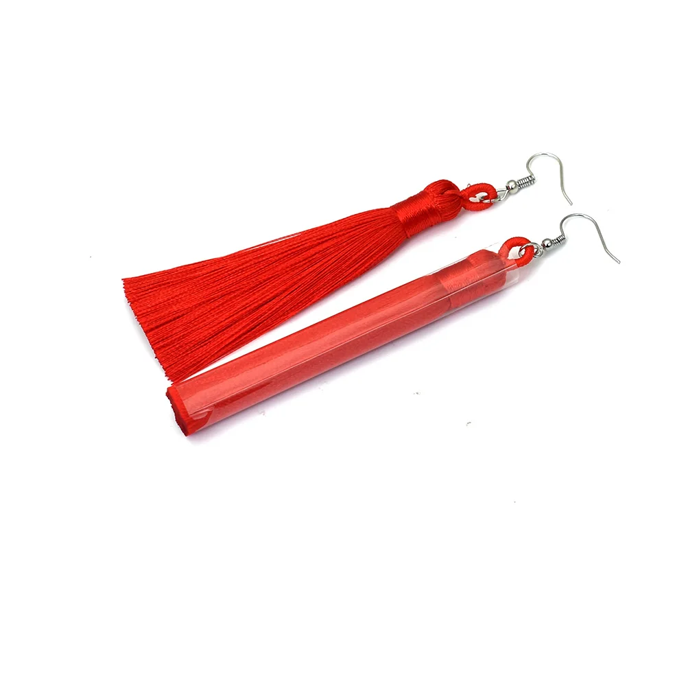 Длинные серьги с кисточками для женщин из Богемские капли шелковой ткани
