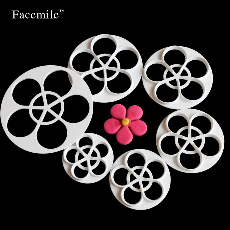 Facemile 6 шт./компл. розовый цветок нож для торта и печенья форма помадки простой розы
