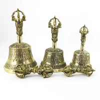 brass metal tibetan buddhist fengshui handmade lucky hand bell with vajra