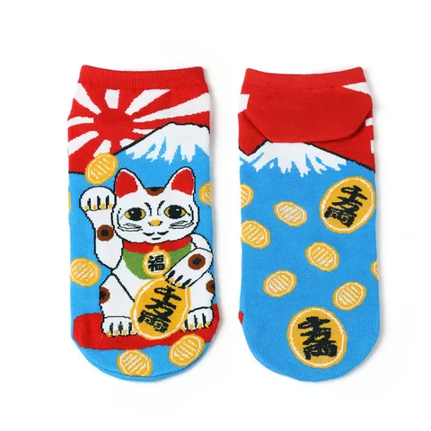 Новые женские хлопковые носки с мультяшным рисунком счастливая кошка милые котята короткие носки японская мода творческие забавные носки тапочки