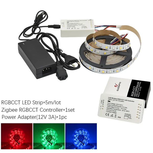 Zigbee RGBCCT Set Набор смарт-светодиодных лент zigbee Zll link, набор диммеров rgb+ cct, контроллер ZIGBEE для rgb RGB+ CCT, светильник для лент, работающий с alexa - Испускаемый цвет: Zigbee RGBCCT Set