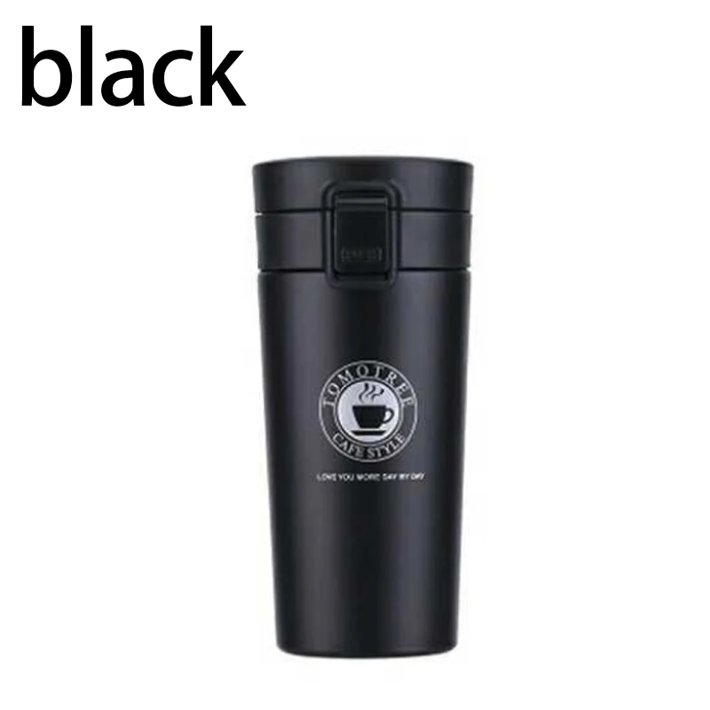 Black Термос чашка кофейная кружка 350 мл дорожная кружка из нержавеющей стали с двойными стенками наружная вакуумная колба бутылка для воды дорожная кофейная Термокружка - Цвет: Black