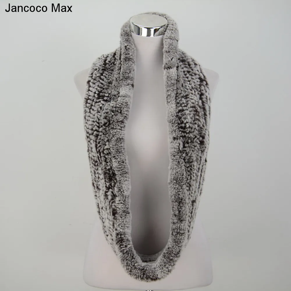 Jancoco Max Настоящий мех кролика длинные шарфы Высококачественная зимняя теплая шаль шейный платок S7097