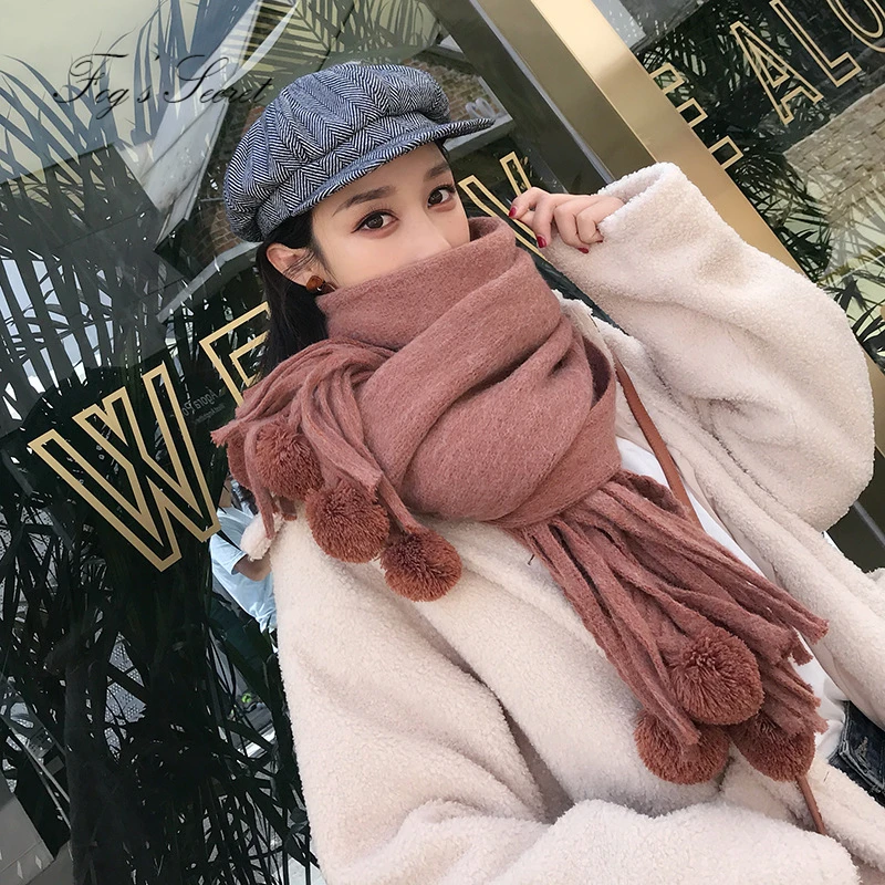 2019 сладкий шарф для девчушки женщин сплошной цвет теплый имитация кашемира шарфы