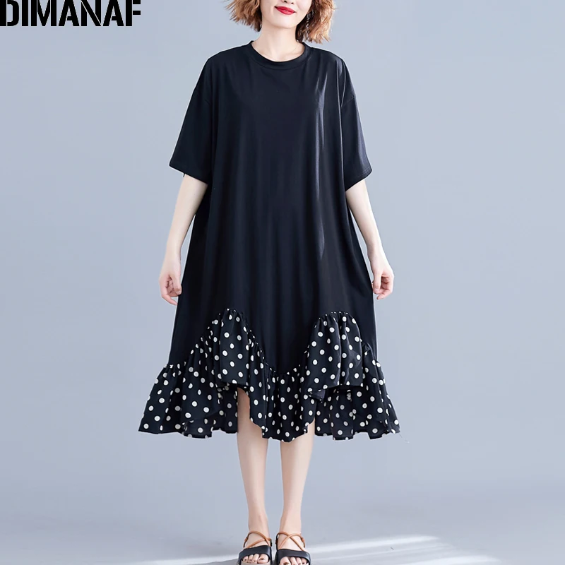 Женское платье с оборкой и юбкой-годе DIMANAF свободное повседневное соединением в