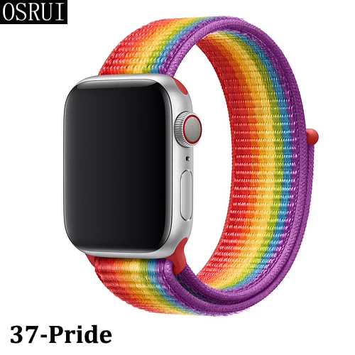 Ремешок для Apple Watch 42 мм 38 мм 5 4 3 correa iwatch 44 мм 40 мм спортивный браслет-петля Apple watch 5 4 аксессуары 5/3/2 - Цвет ремешка: 37-Pride