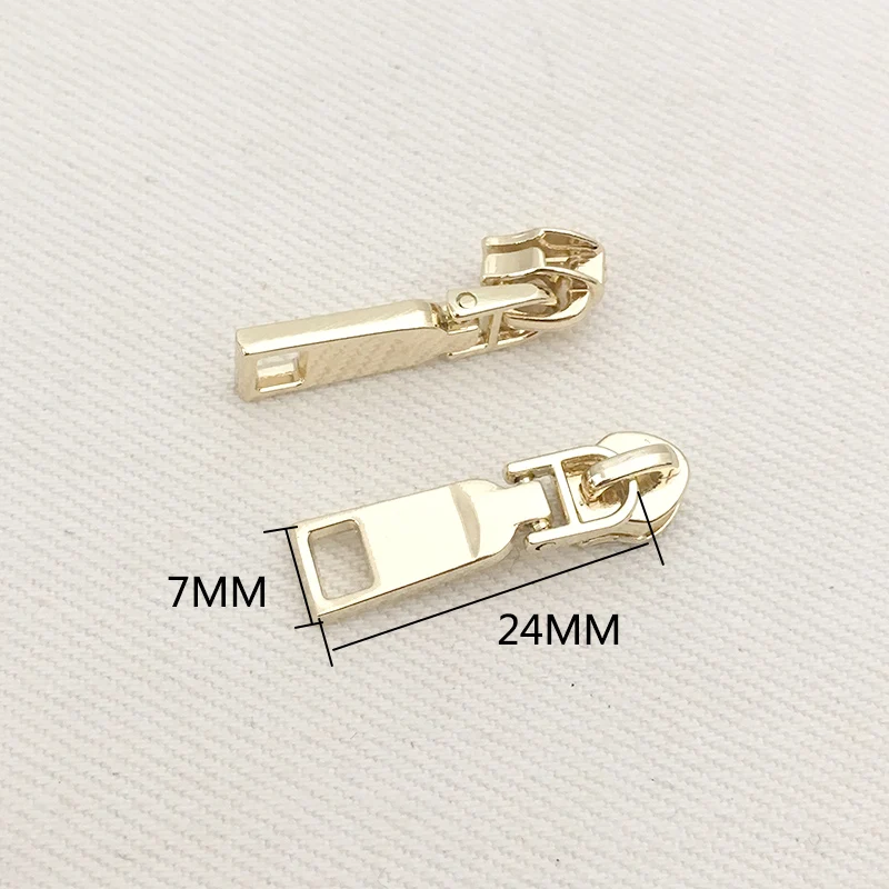 J-7x24mm 10 шт. Lightgold металлические ползунки для молнии для 3# нейлоновые молнии куртки одежда молнии головы молния Ремонтный комплект DIY сумка Аксессуары - Цвет: J-7x24mm