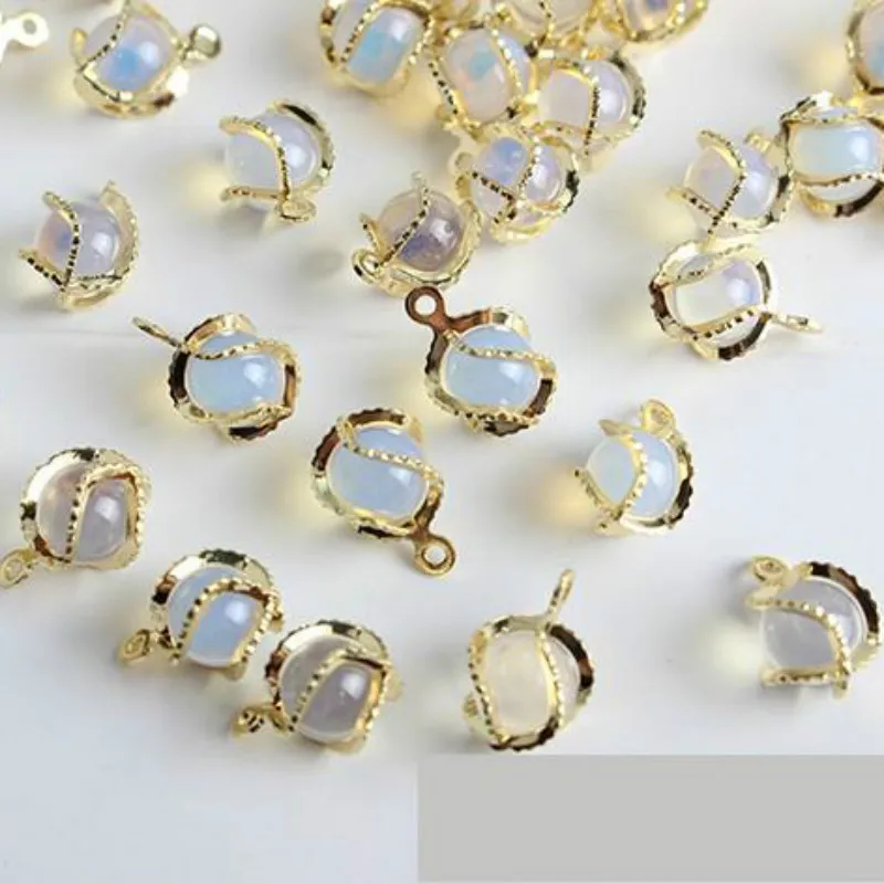 Позолоченные опаловые подвески из кабошона Floaing Charms Diy серьги аксессуары для изготовления браслетов Изготовление ювелирных изделий