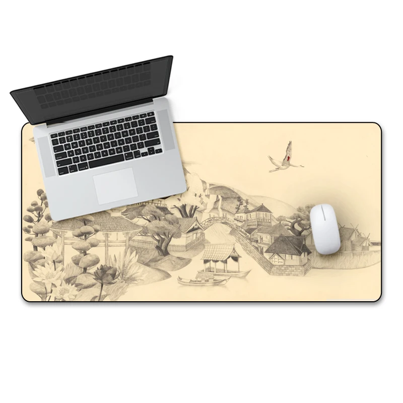 Игровой коврик для мыши FFFAS 80X40cm большой размер рисунок с чернилами и эффектом