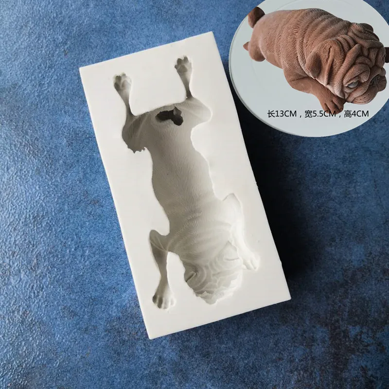 

New Stereo Mousse Mold Bulldog Shar Pei Dirty Dog Cake Decoration Baking Fondant Chocolate Mould A1520