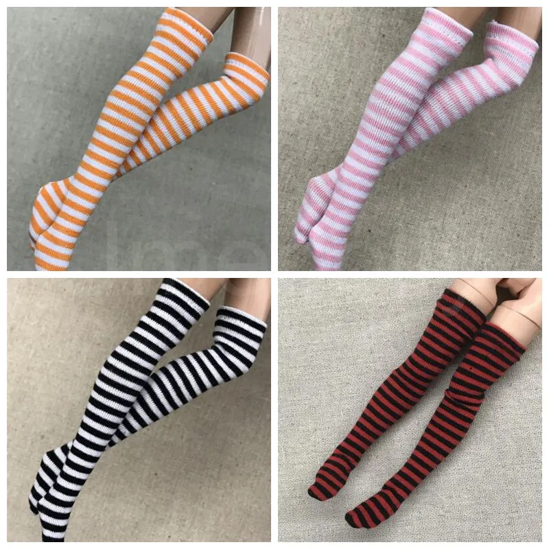 1 пара модных чулок в полоску Blyth Doll подходит для Licca, Azone, Momoko, OB, Barbies 1/6 кукольные носки аксессуары для одежды