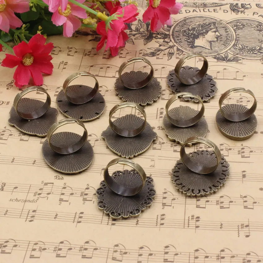 Fit 18x25mm Cabochons Mixed adjust Ring Metal Oval Blank Setting Bezel Cabochon Base For DIY 10pcs/lot K05270 | Украшения и