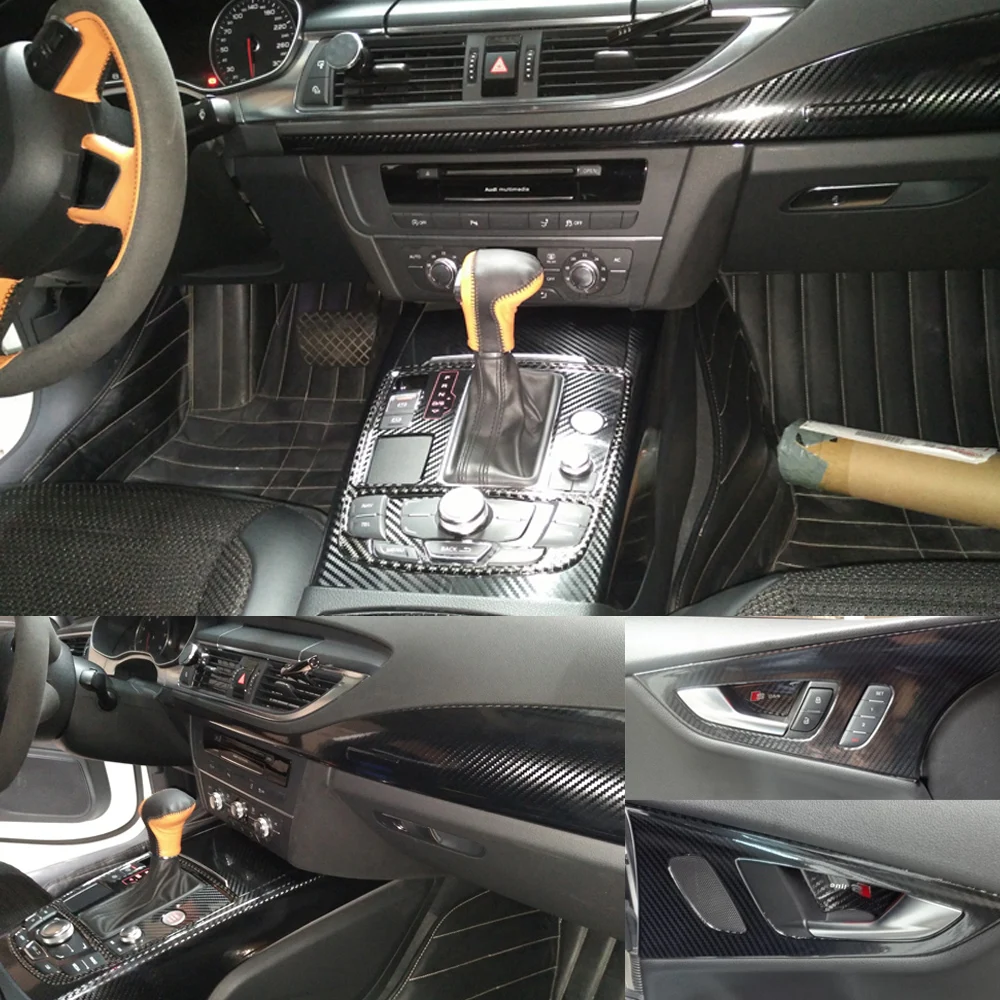 Для Audi A7 2011- внутренняя Центральная панель управления дверная ручка 3D/5D наклейки из углеродного волокна наклейки аксессуары для автомобиля