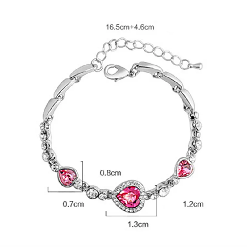 CC Элегантные ювелирные браслеты для женщин в форме сердца с розово-красным
