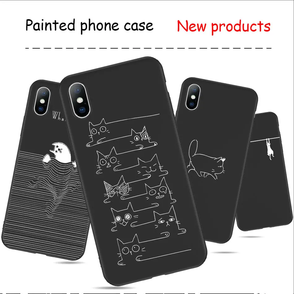Lovebay мягкие черные чехлы для телефонов с котом для Iphone 6, 6 S, 7, 8 Plus, XS Max, XR, X, ультра-тонкий силиконовый чехол с милым рисунком