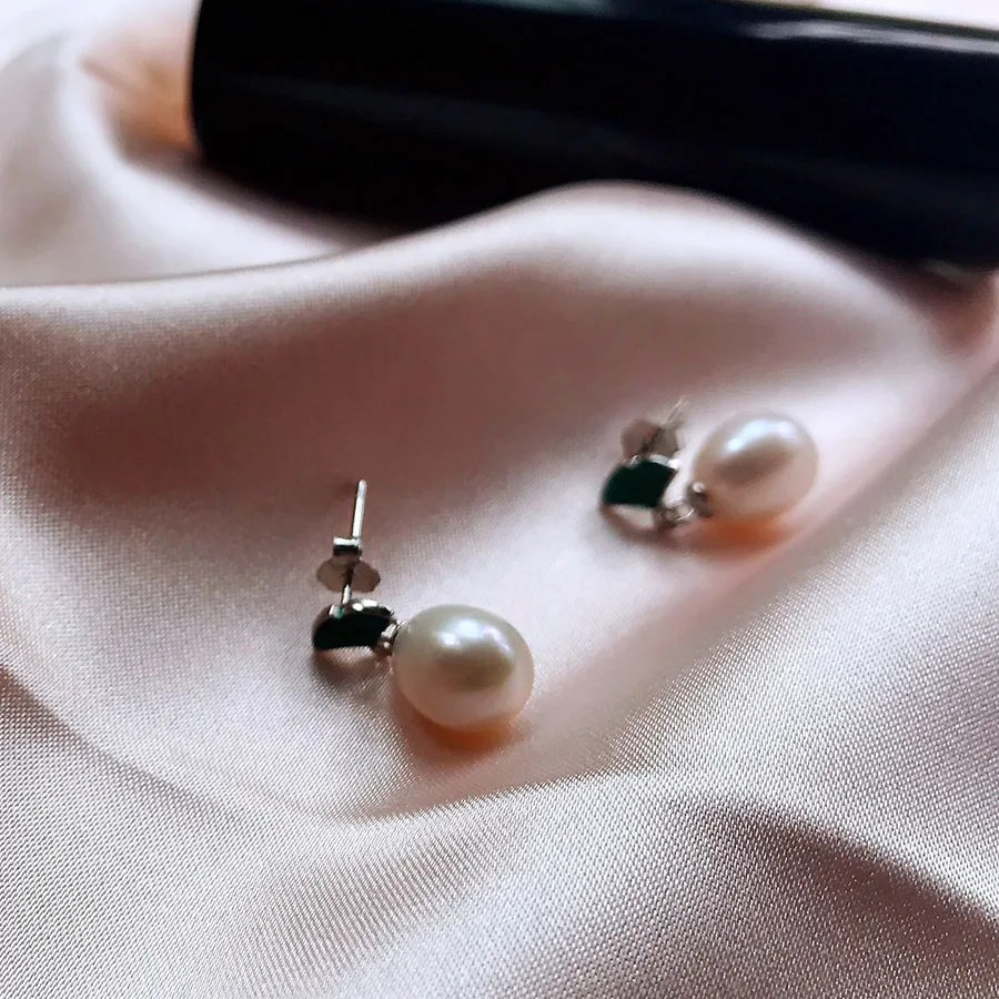 Женские серьги-капли с высоким блеском из белого натурального пресноводного