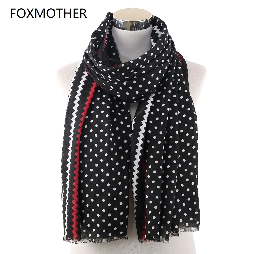 Шарфы FOXMOTHER Sjaaltjes черно белые шарфы в горошек женские шарфы|Женские шарфы| |