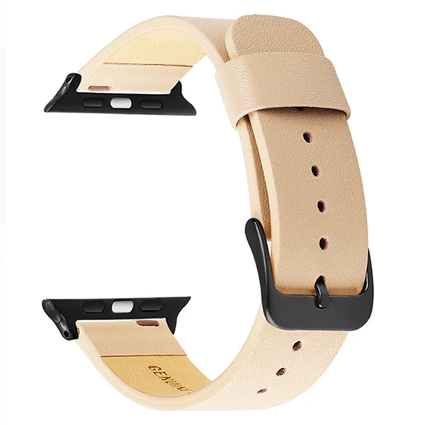 Pink B Импортный ремешок для часов из натуральной кожи для iWatch Apple Watch Series 1 2 3 4 5 38 мм 40 мм 42 мм 44 мм браслет с стальной застежкой - Цвет ремешка: Pink B