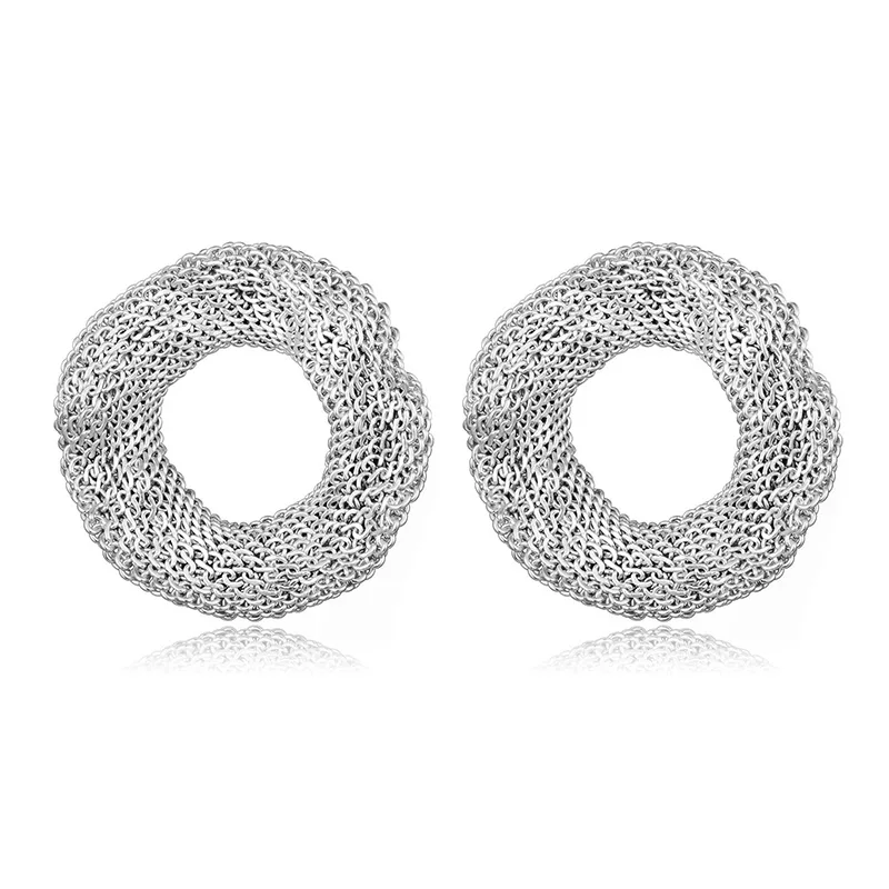 Большие полые круглые серьги гвоздики для женщин Ретро Новые звено цепи из