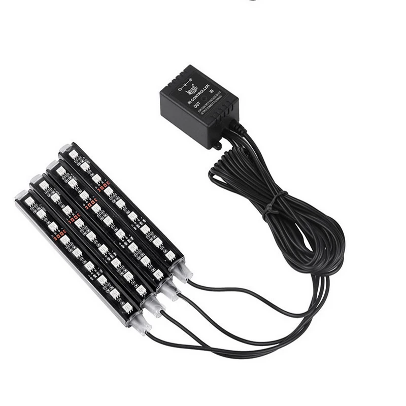 Светодиодная лента RGB для автомобиля декоративные автомобильные атмосферные