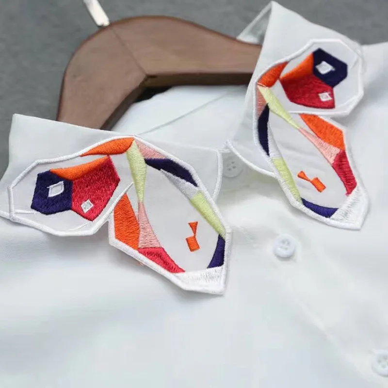 Модный Дикий белый и черный галстук со съемным украшением накладной воротник