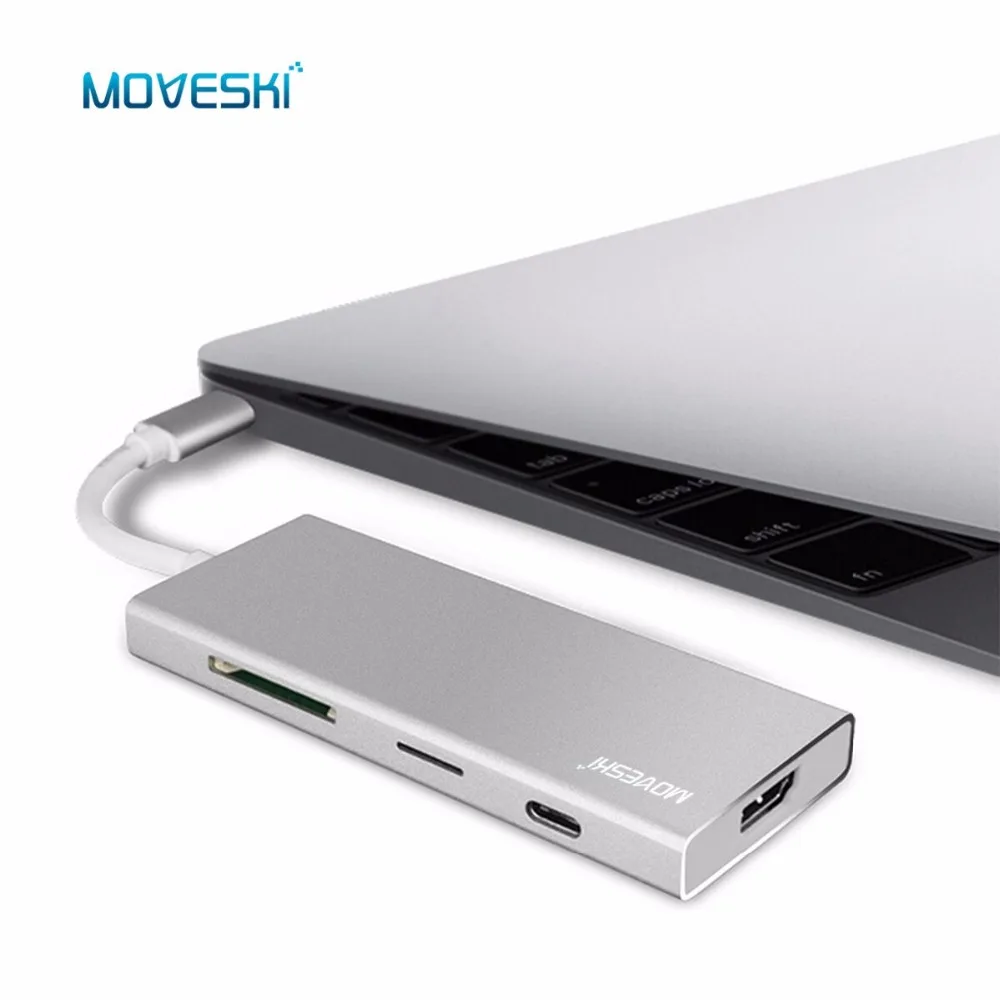 VT101 USB C Hub 3 1 с портом для зарядки HDMI-совместимый порт 2 0 и порты SD Micro кардридер |