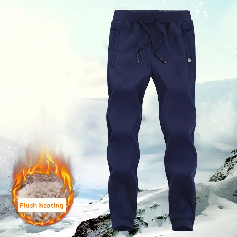 Thick Fleece Jogger Mens Pants Cotton Trousers Male Winter Warm Velvet Sweatpants Tracksuit Joggers Autumn Winter L-8XL