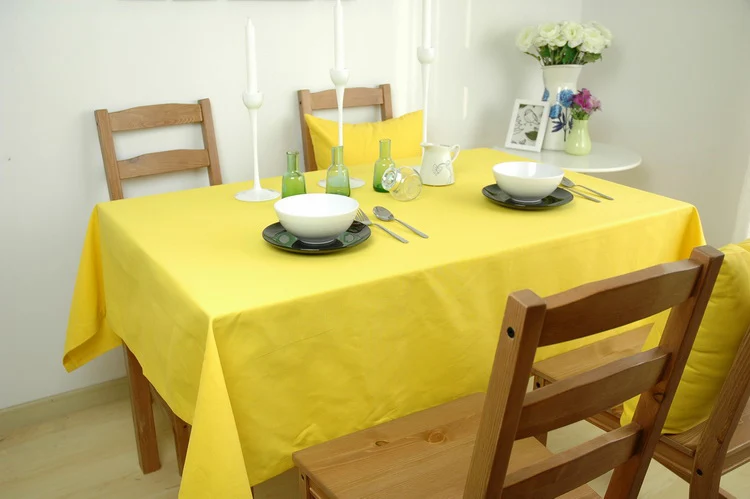 Плотная однотонная желтая скатерть в европейском стиле Офисная квадратная для