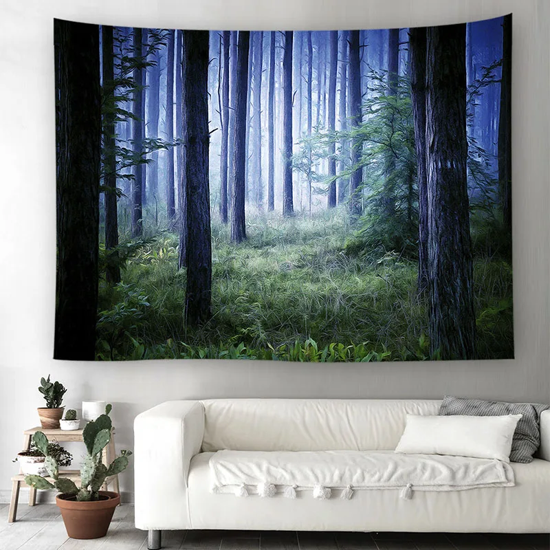 Forest Rectangular Tapestry Mandala Hippie Wall Hanging Digital printing Beach Towels Sunscreen Shawl Yoga Picnic Mat | Дом и сад