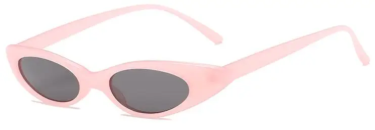 pink gray Мода, женские узкие солнцезащитные очки кошачий глаз, женские роскошные Брендовые очки, сексуальные летние маленькие оранжевые белые очки Oculos Feminino - Цвет линз: pink gray