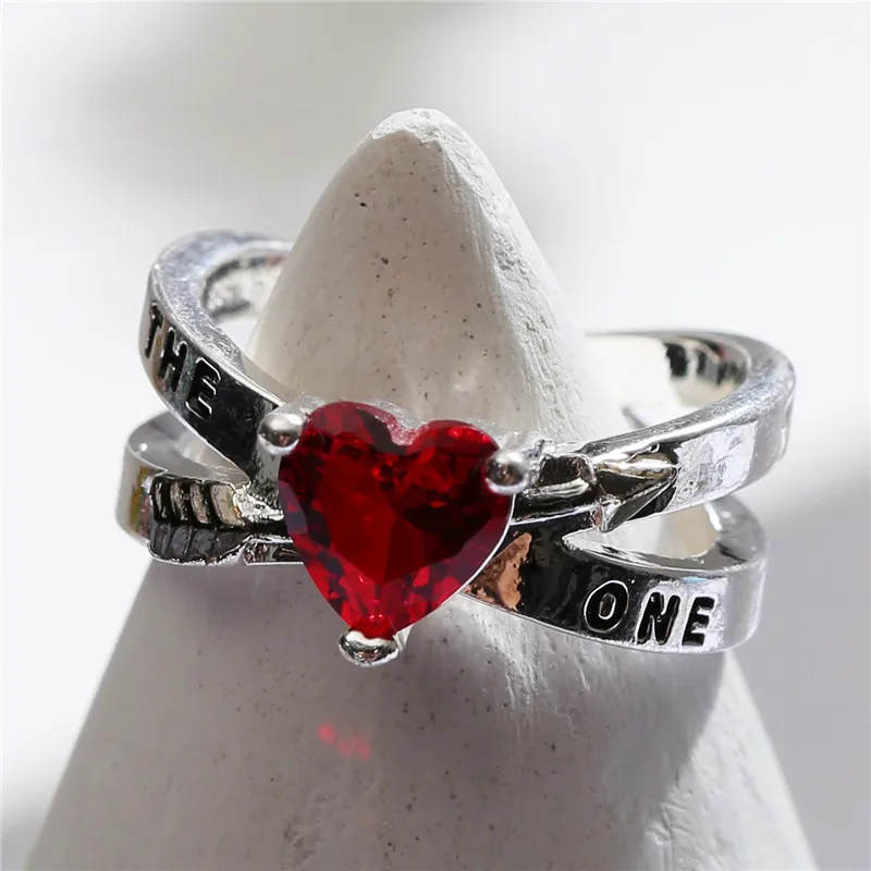 

FDLK Wedding Band Rings For Women Cupid Arrow Design Romantic Jewelry Red Heart Ring For Lover Best Valentine's Day Gift