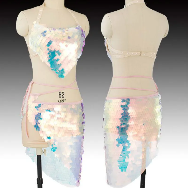 Ruoru блестящая Русалка набор костюма для танца живота женский бюстгальтер юбки