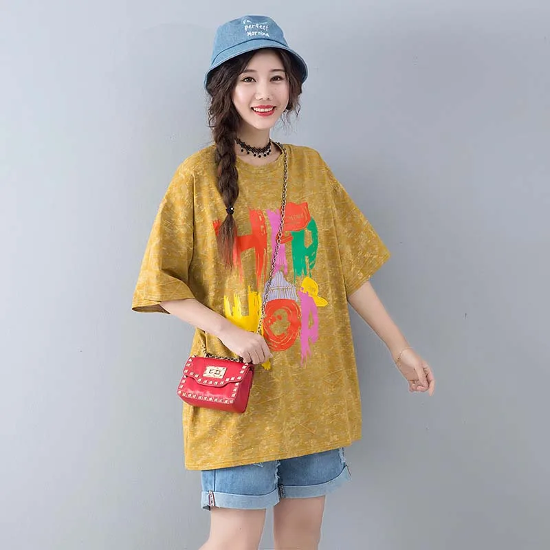 Summer new women's T-shirt interesting fashion jacket letters loose short sleeves Street hip-hop | Женская одежда