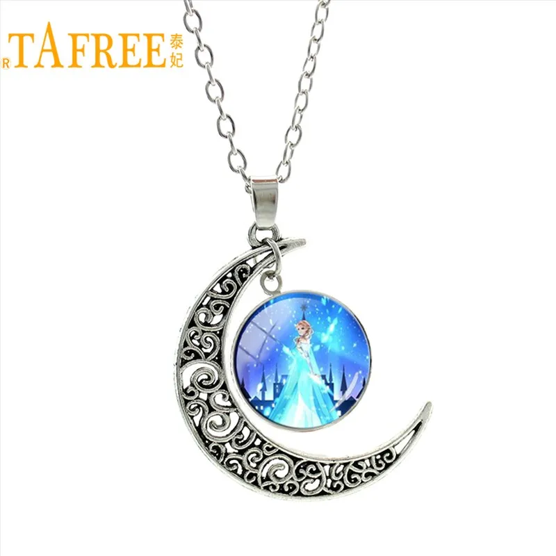 ES133 TAFREE серебро Цвет Moon Европейское ожерелье Стиль Снежная Королева Эльза Анна подвеска принцессы Шарм для Сестра девушки мультфильм подарок ES127 - Окраска металла: ES133