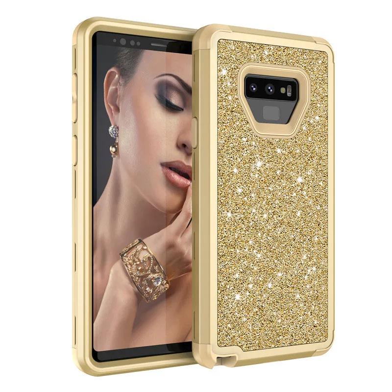 Gold Блестящий Алмаз задняя крышка для samsung note9 s9 Plus note8 противоударный жесткий чехол гибридная Противоударная защита для мобильного телефона защитный чехол - Цвет: Gold