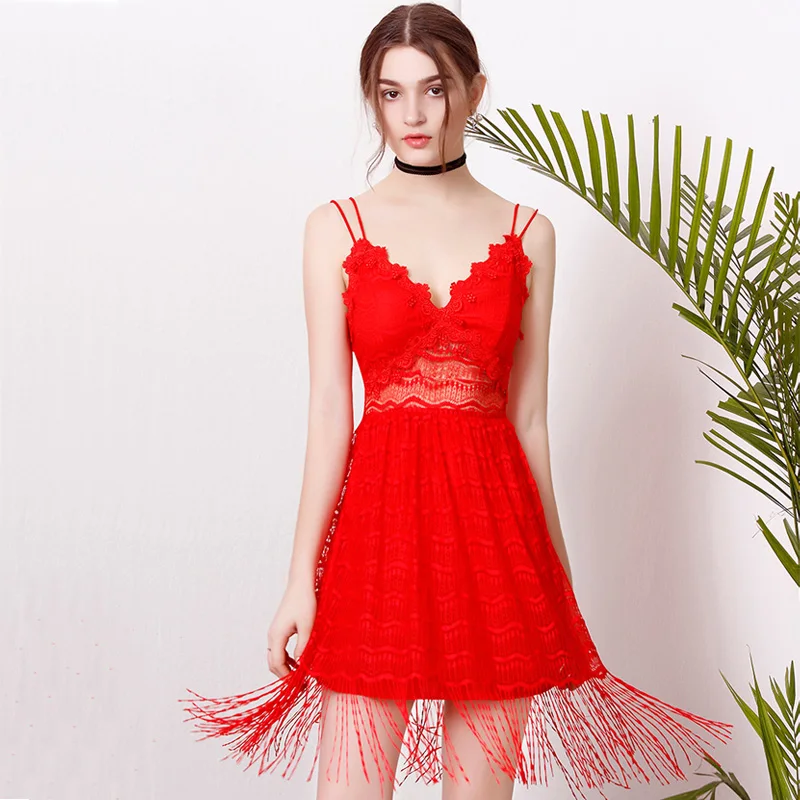 S-XL 2018 летнее платье женское сексуальное ажурное кружевное с глубоким v-образным