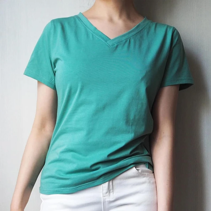 Летняя Высококачественная Однотонная футболка 6 цветов Женская хлопковая