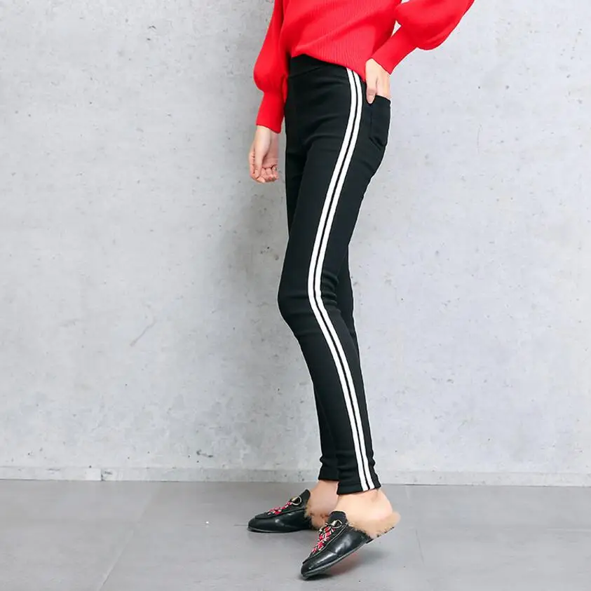 Стрейчевые леггинсы с высокой талией узкие брюки плотные бархатные теплые штаны