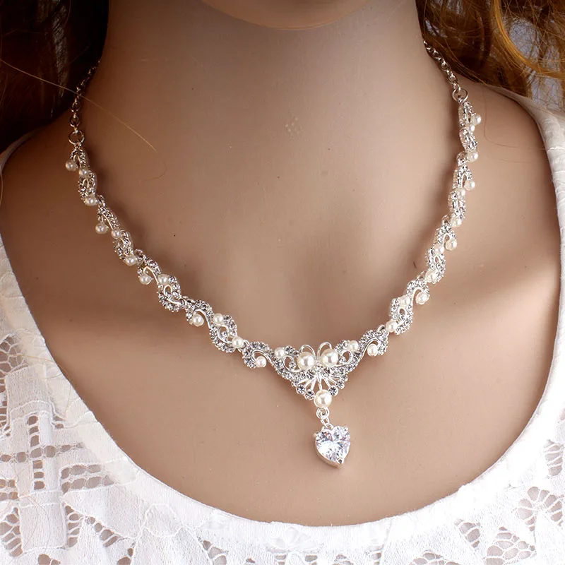 Комплект свадебных украшений WEIBANG ожерелье длинные серьги кристаллы