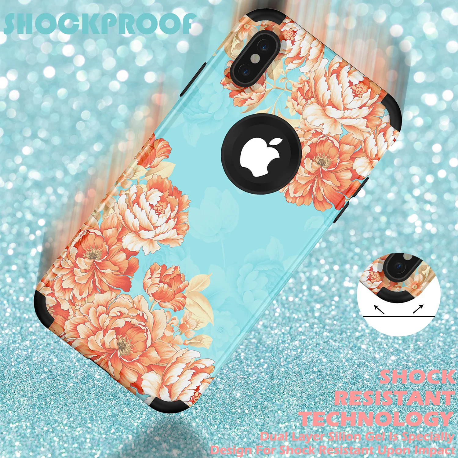 Для iPhone 8 7 6s Plus X XR XS Max 3 в 1 ударопрочный сверхпрочный защитный чехол для Apple Flower |