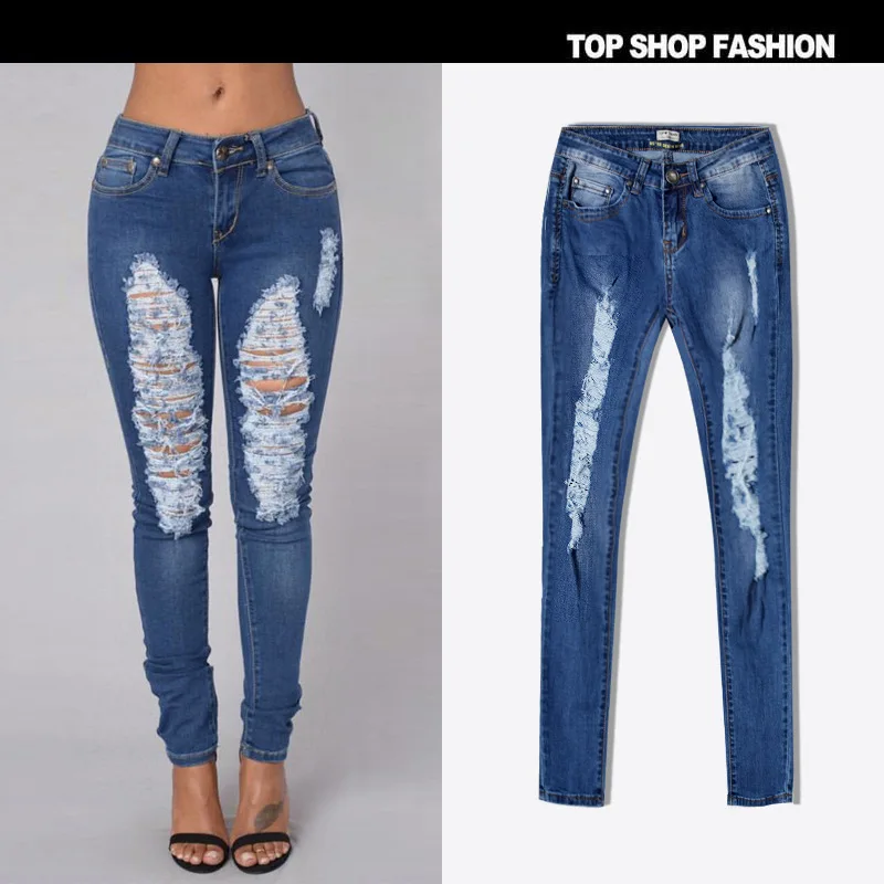 Suvance/эластичные модные весенние рваные нестандартные хлопковые джинсы карандаш