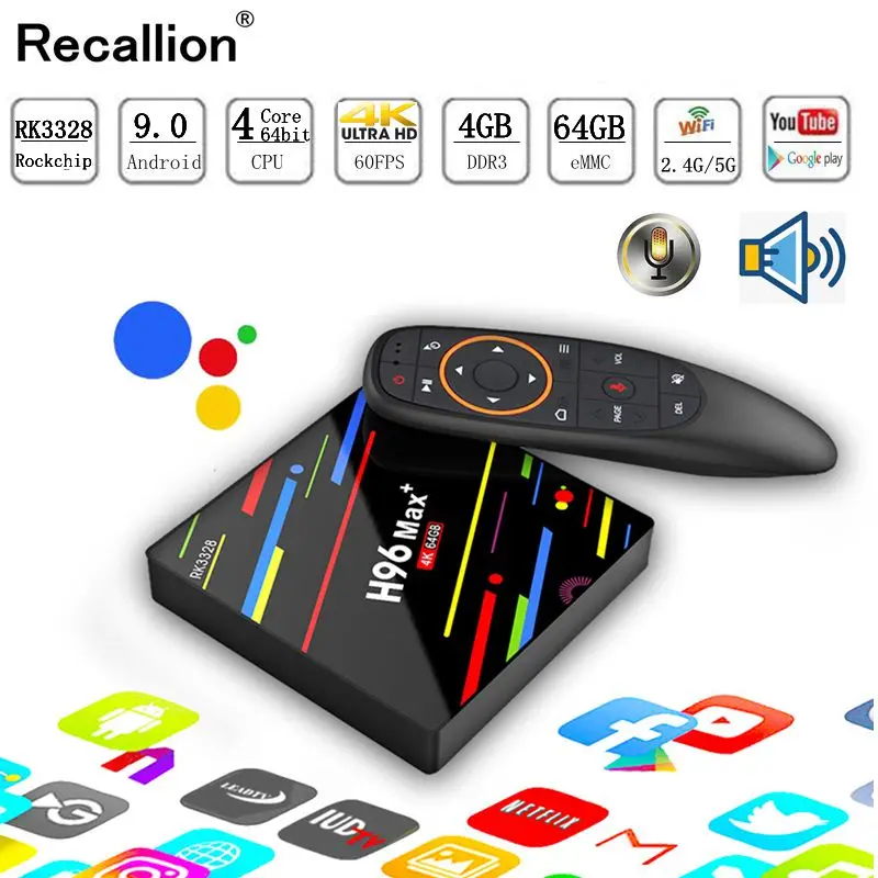 Фото H96 MAX Plus ТВ приставка Android 9 0 смарт RK3328 4 ГБ 32 64 Гб 5G Wifi к H.265 медиаплеер Pro H2 PK X96 H96 MAX Plus ТВ приставка Android 9 0 смарт RK3328 4 ГБ 32 64 Гб 5G Wifi к H.265 медиаплеер Pro H2 PK X96