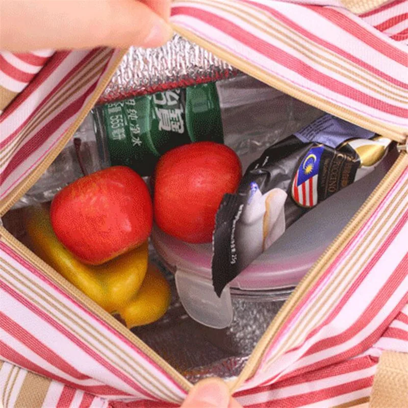 Модная водонепроницаемая сумка для ланча в полоску термосумки тоуты холодильник