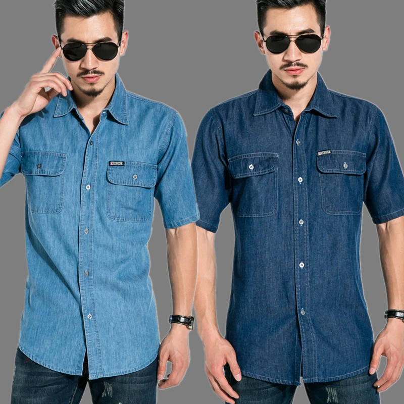 Trust мечта 2017 Новый Человек модные летние джинсовые рубашки с коротким рукавом
